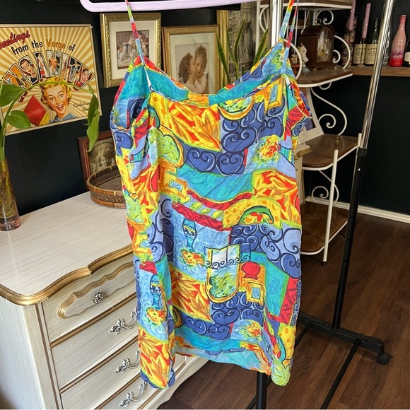 Vintage Robert Stock Silk Mini Dress Medium - Picture 7 of 8